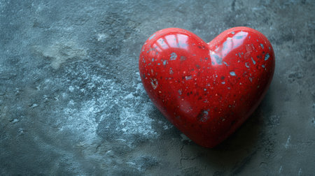 Red heart on a frosty surfaceの素材