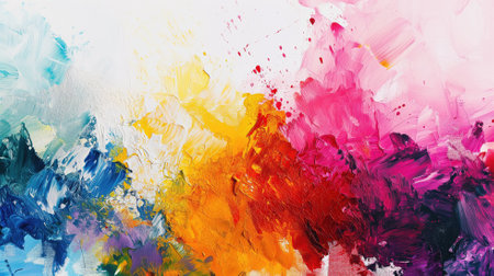 Abstract painting with a burst of colors and expressive texturesの素材