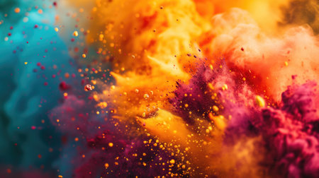 Explosion of colorful powders on a dynamic, vivid backgroundの素材