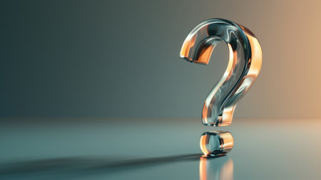 Shiny glass or plastic question mark on a simple backgroundの素材