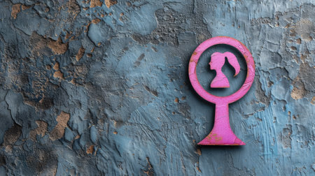 Pink female symbol against textured blue backgroundの素材