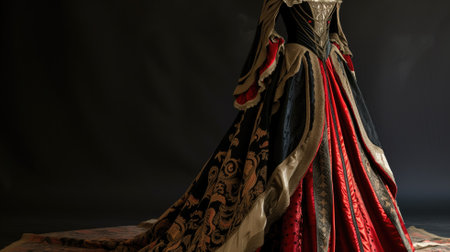 Dramatic historical dress on dark backgroundの素材
