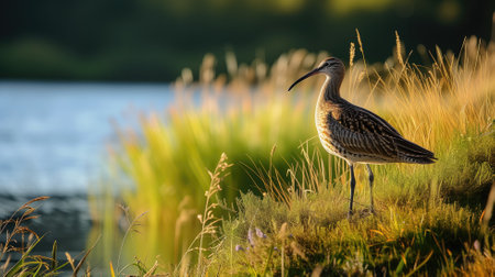 Bird in natural habitat at sunsetの素材