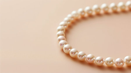 String of pearls on a soft beige backgroundの素材