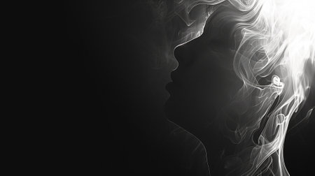 Smoke silhouette of a woman's profileの素材