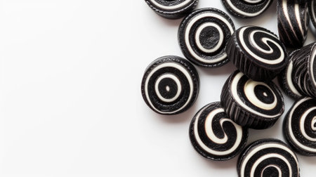 Licorice wheels on a white backgroundの素材