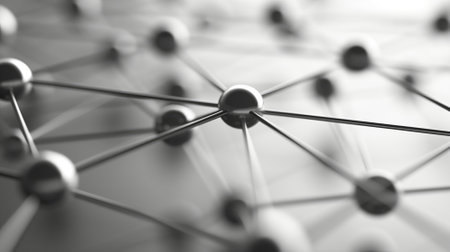 Network of interconnected spheres in monochromeの素材