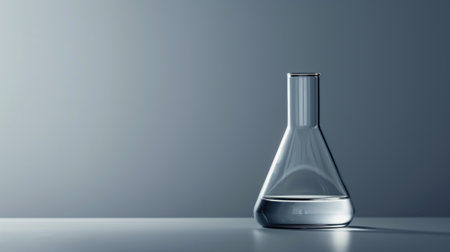 Sleek glass flask containing clear liquid with a minimalistic designの素材