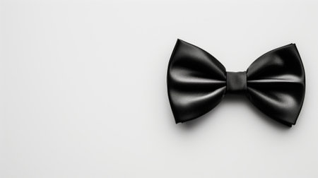 An elegant black bow tie isolated on a pure white backgroundの素材