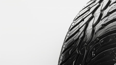 Macro shot of car tire tread pattern on a white backgroundの素材