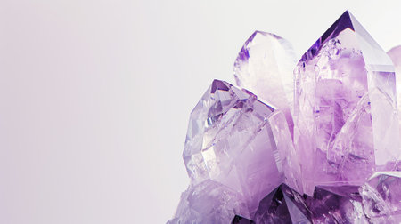 Vivid purple amethyst crystals cluster with translucent tipsの素材