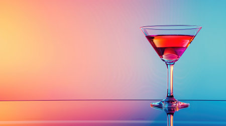 An artistic depiction of a colorful cocktail glass against a gradient of warm and cool tonesの素材