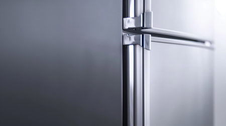 High-resolution image focusing on the sleek, metallic door handle of a modern refrigeratorの素材