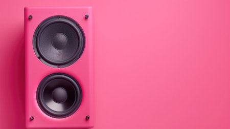 A bold pink speaker stands out against a vivid pink backgroundの素材