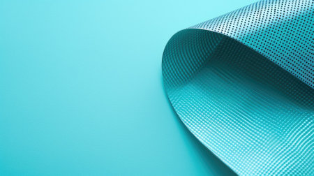 Blue textured surface with dotted pattern rolled into wave shape on lighter blue backgroundの素材