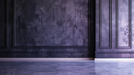 Empty room with dark walls and tiled floorの素材