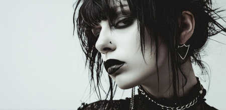 Person with dark makeup and gothic fashion styleの素材