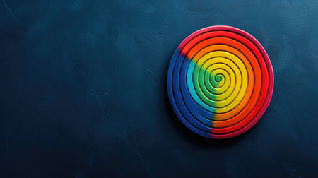 Multicolored spiral object on blue textured backgroundの素材