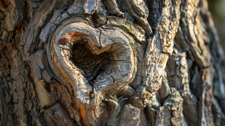 Heart-shaped pattern in tree bark, signifying weathering and natural phenomenaの素材