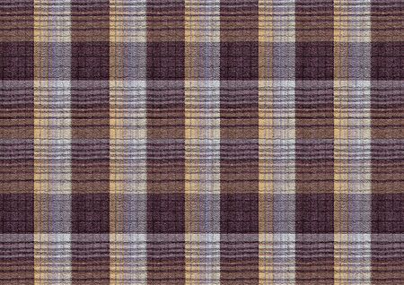 Brown and yellow checkered textured background with crossing gray dashed stripesの写真素材