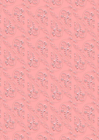Pink background with white seamless vintage ornamentの写真素材