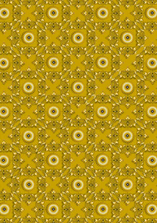 Vintage seamless gold floral pattern on yellow background