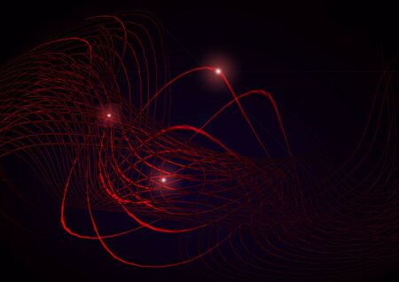 Bright shimmering twisted red stripes and red glare on a black background