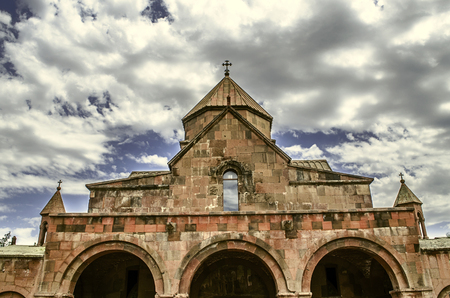 View of the arched portal with the bells of the church the martyr Gayane in Etchmiadzinの写真素材