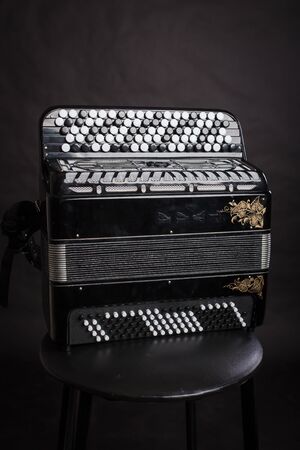 Russian folk musical instruments. Black accordion