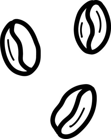 coffee beans on a white background. Coffee vector illustration in the Doodle style. Design for menu, printingのイラスト素材