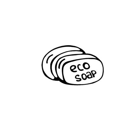a hand-drawn piece of eco soap isolated on a white background. Vector illustration in the Doodle style. Natural soap, toiletries.のイラスト素材
