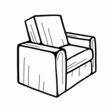 a hand-drawn chair or sofa isolated on a white background. Vector illustration in the Doodle style. Design for printing, banners, catalogs, and advertisingのイラスト素材