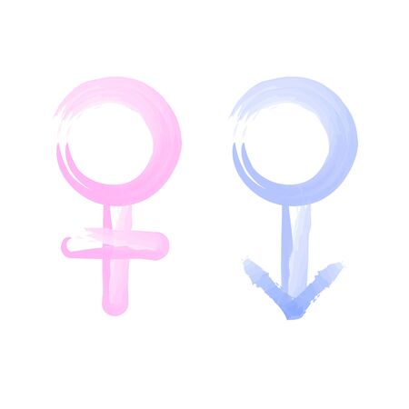 Female and male sex icon. Symbol of men and women. Gender symbol pink and blue iconのイラスト素材