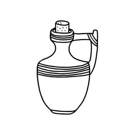 The jug is isolated on a white background. A vessel, a Doodle-like bottle. Vector illustrationのイラスト素材