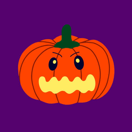 The evil pumpkin.Symbol of the Halloween.Orange pumpkin with a smile.design for the Halloween.Vector illustrationのイラスト素材