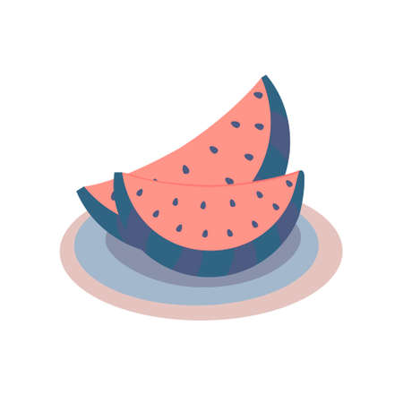 Watermelon slices isolated on a white background. Cartoon watermelon cute style.のイラスト素材