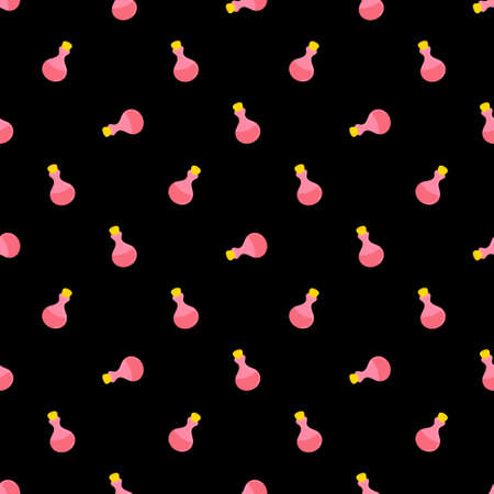 pattern of glass bottles filled with elixir . The concept of Halloween, witchcraft. Design for wrapping paper, webのイラスト素材