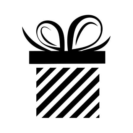 gift box with a bow. Black silhouette gift. Vectorのイラスト素材