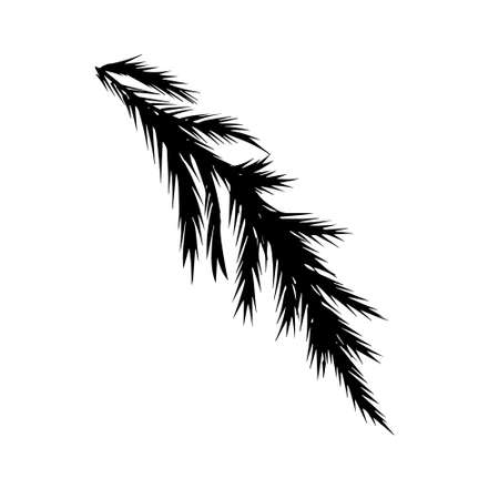 Spruce twig black silhouette vector stock illustrationのイラスト素材