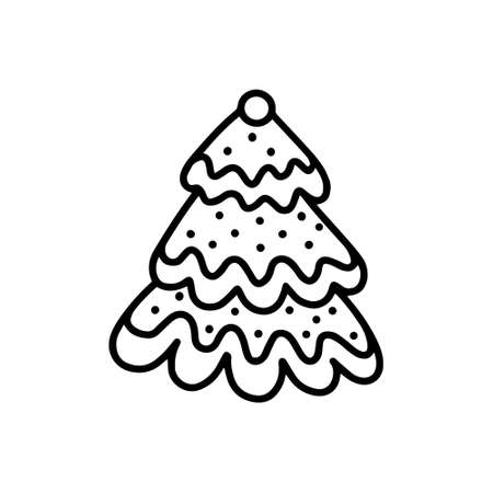 Gingerbread Christmas tree. Doodle styleのイラスト素材