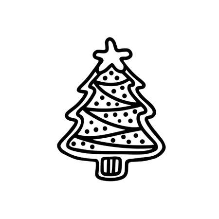 Ginger cookies Christmas tree in the style of Doodle. Vector illustrationのイラスト素材