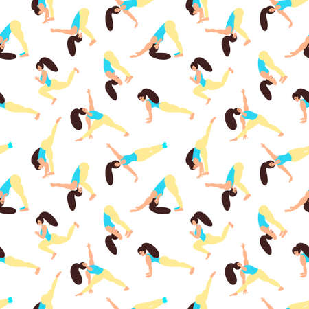 girl doing yoga pattern. Sports. healthy lifestyleのイラスト素材