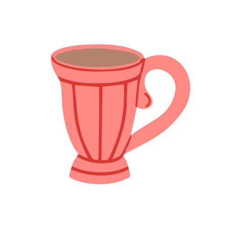 Ceramic mug with coffee isolated on a white background. Cartoon vector illustrationのイラスト素材