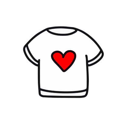 T-shirt with a heart. Vector illustration in doodle style. Design for Valentines Day, March 8のイラスト素材