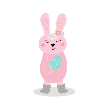 pink rabbit with Easter egg. The Easter bunnyのイラスト素材