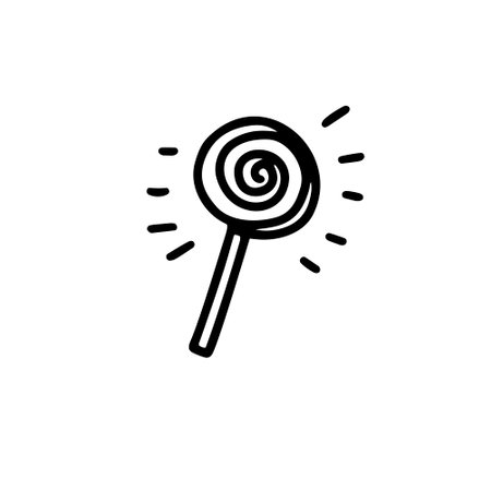 Lollipop isolated on a white background. Candy on a stick. vector illustration in doodle style. design for valentines day, halloween, new year, holidaysのイラスト素材