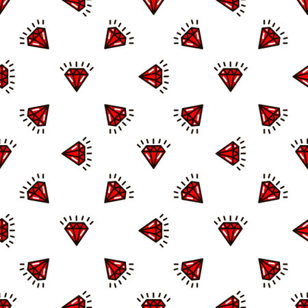 diamonds in the style of old school tattoo patternのイラスト素材