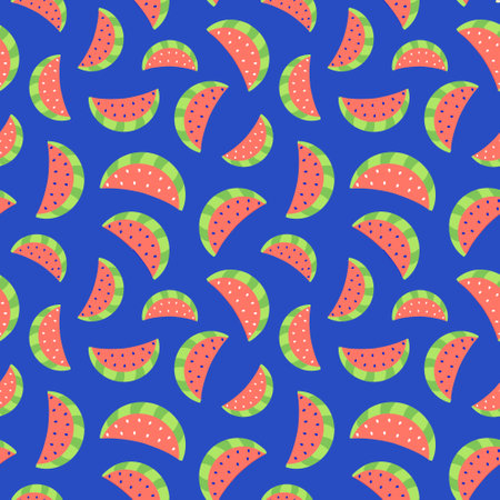 seamless pattern of watermelon. Watermelon berry pattern.Colorful summer and spring fruit pattern. Vector illustration. Flat styleのイラスト素材