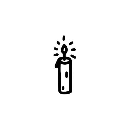 A candle on a white background. Hand-drawn vector illustration in the doodle styleのイラスト素材