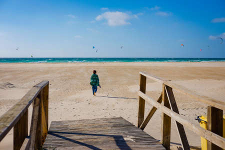 Beautiful view of the Atlantic Ocean in Spain. Tarifa, Spain, November 2020のeditorial素材